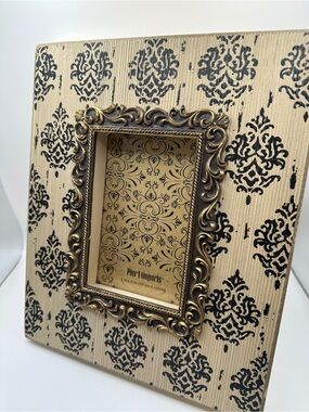 Pier 1 Gold Ornate Photo Frame in Beige and Black
